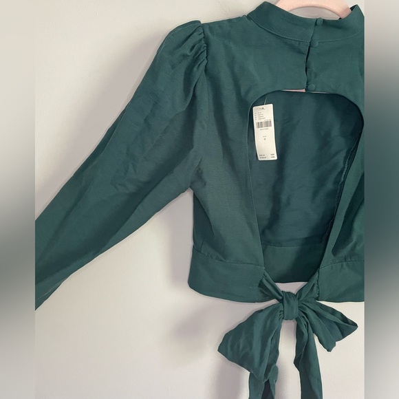 Anthropologie Maeve Open-Back Bow Blouse in Teal Green - Picture 10 of 16